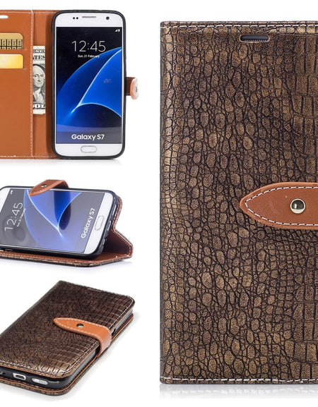 Case Card Holder Leather Protective Armor For Samsung Galaxy S7 S8