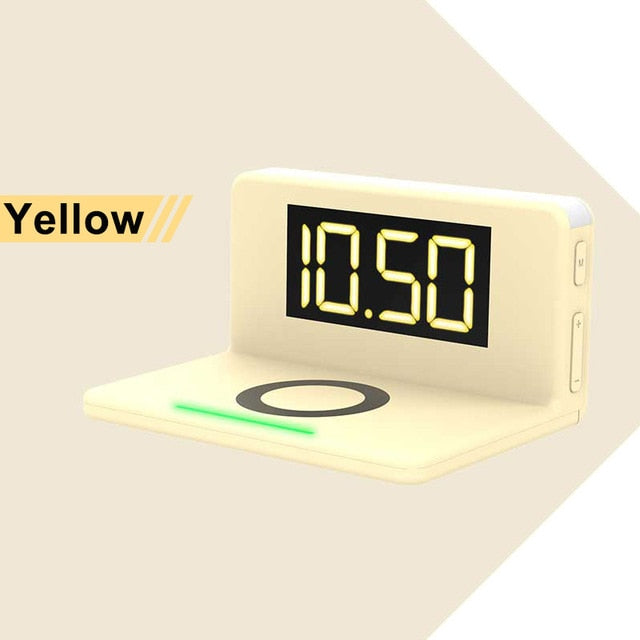 Fast Wireless Charger 3 In 1 Multi-function Alarm Clock/ Night Light Mobile Phone