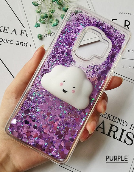 Squishy Cat Case Glitter Liquid For Samsung S9 plus S8 note 8 S6 S7