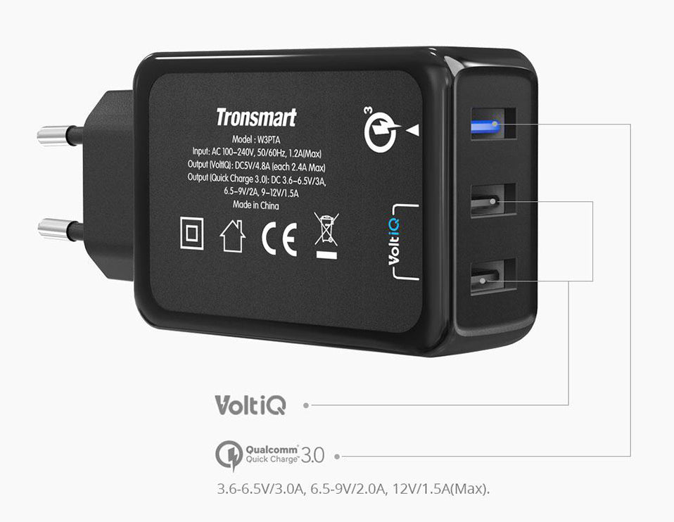 Tronsmart W3PTA Quick Charge 3.0 USB Charger with VoltiQ Tech
