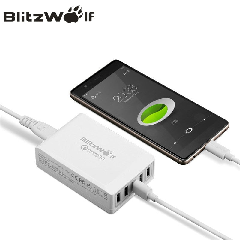 BlitzWolf BW-S7 Quick Charge QC3.0 Adapter USB Charger Smart 5