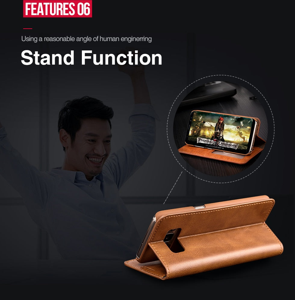 Luxury Stand Leather Case For Samsung Galaxy S9 Plus S7 Edge S8 Note 9