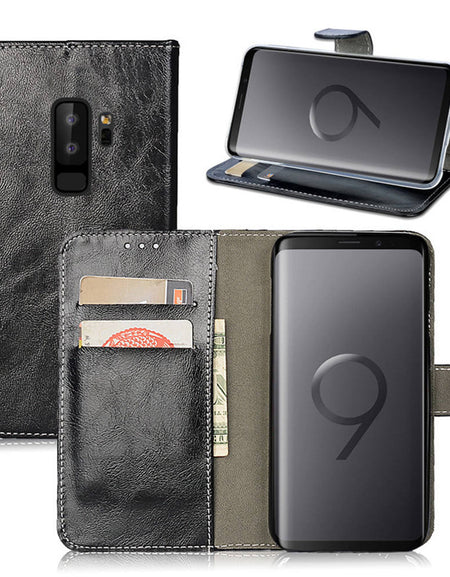 Retro Oil Wax Leather Flip Case Wallet Case For Samsung Galaxy S9 Plus