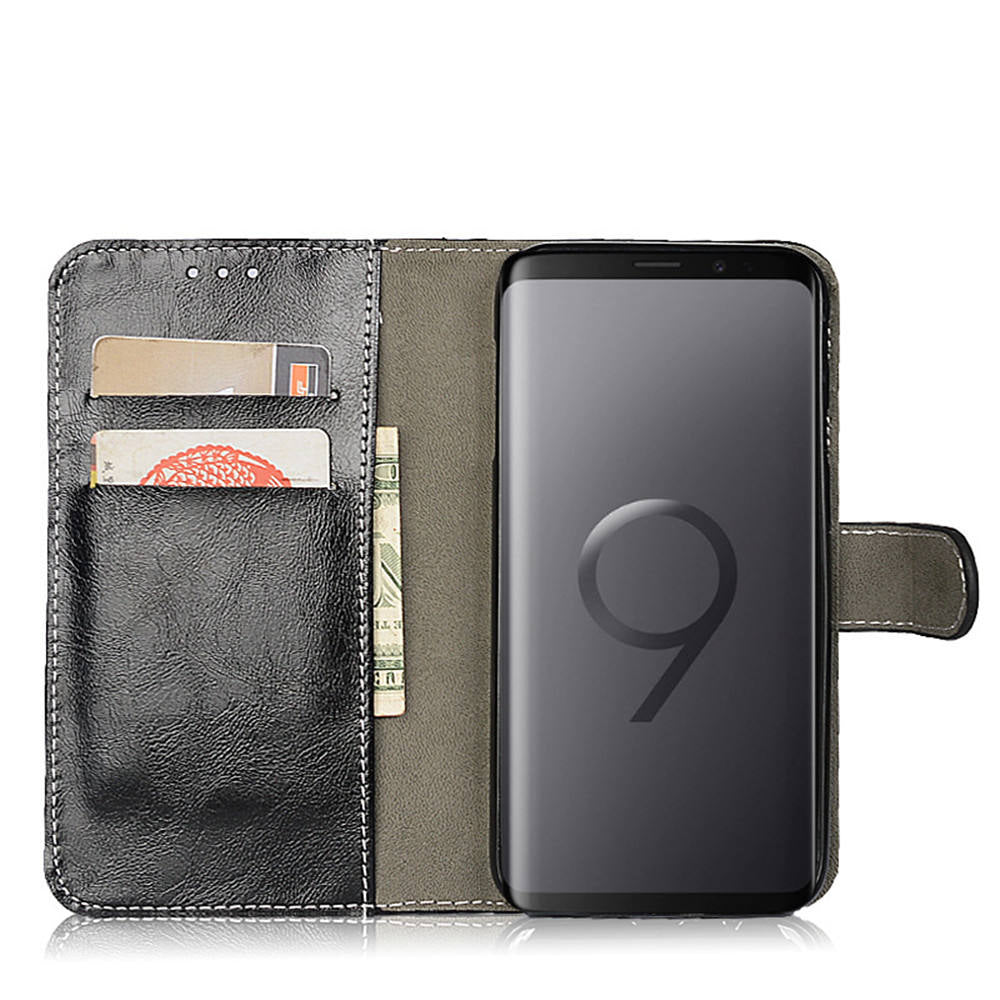 Retro Oil Wax Leather Flip Case Wallet Case For Samsung Galaxy S9 Plus