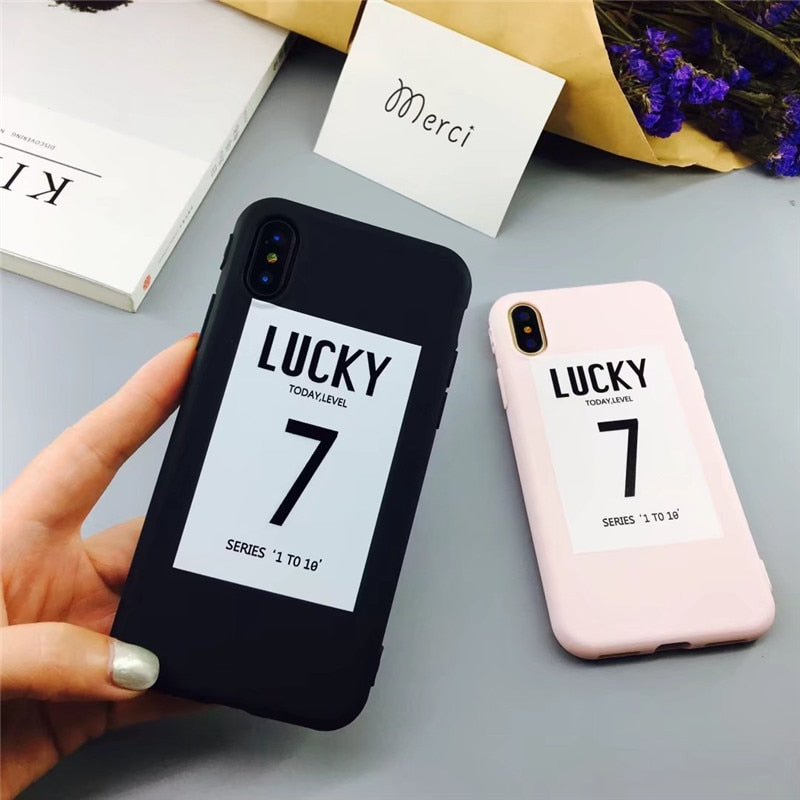 Lucky Case Pink Color Soft Rubber Cover For iPhone Xs 8 7 6S Plus