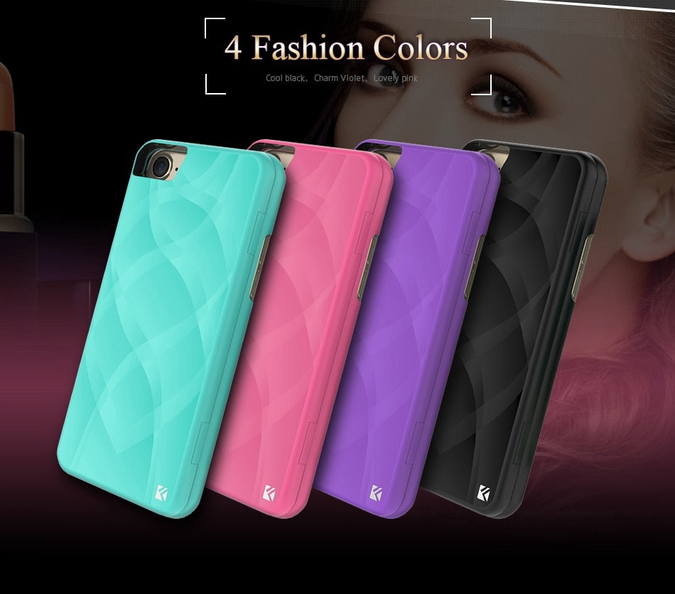 Water Patterned Flip Case with Card Slot Wallet Make Up Mirror Back Cover For iPhone 6 6S 7 8 Plus