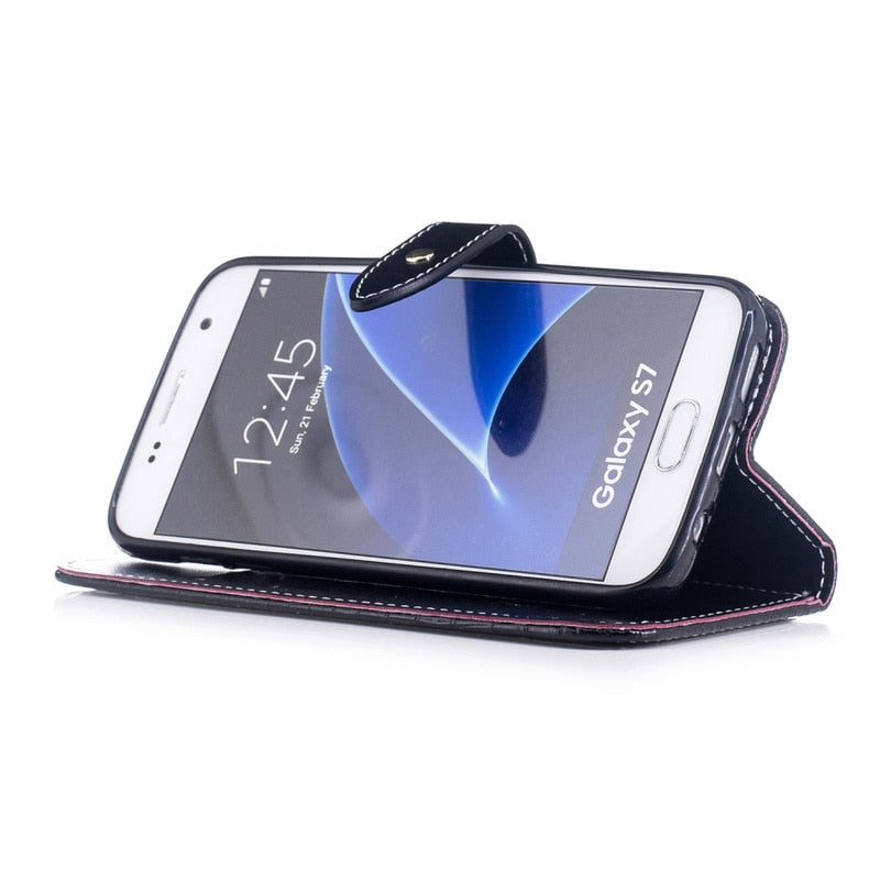 Case Card Holder Leather Protective Armor For Samsung Galaxy S7 S8