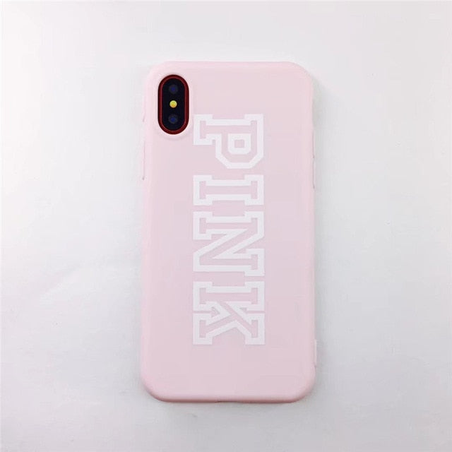 Lucky Case Pink Color Soft Rubber Cover For iPhone Xs 8 7 6S Plus