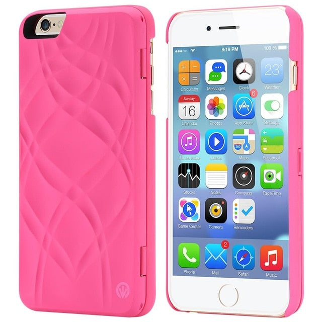 Water Patterned Flip Case with Card Slot Wallet Make Up Mirror Back Cover For iPhone 6 6S 7 8 Plus