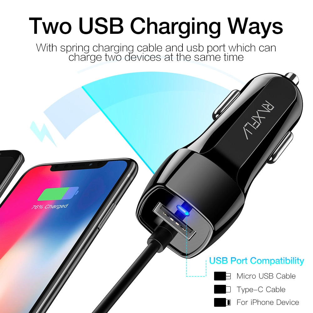Micro USB Type C Lighting Car Charger For iPhone