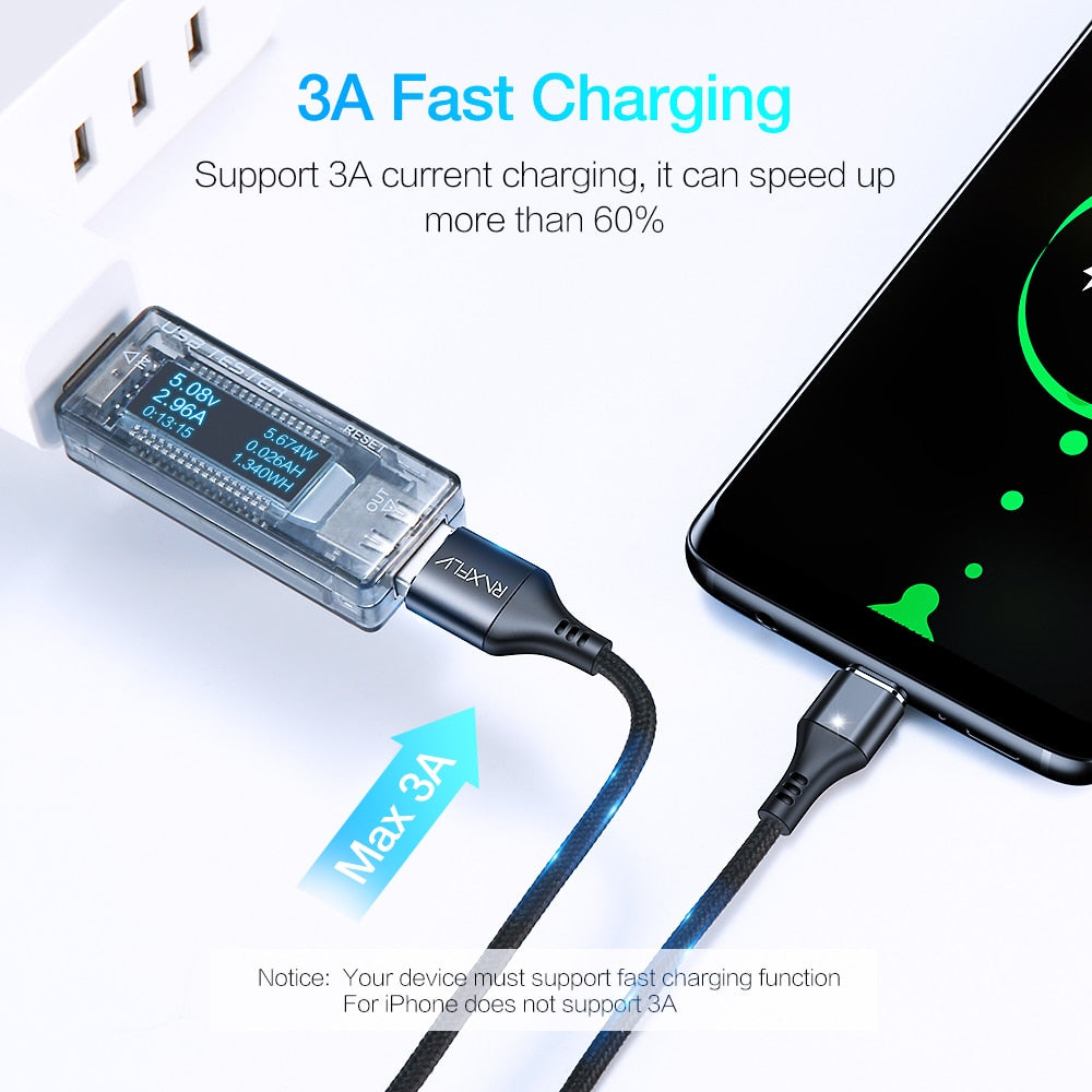 Magnetic USB Charging Cable 3A Fast Micro USB Type-C