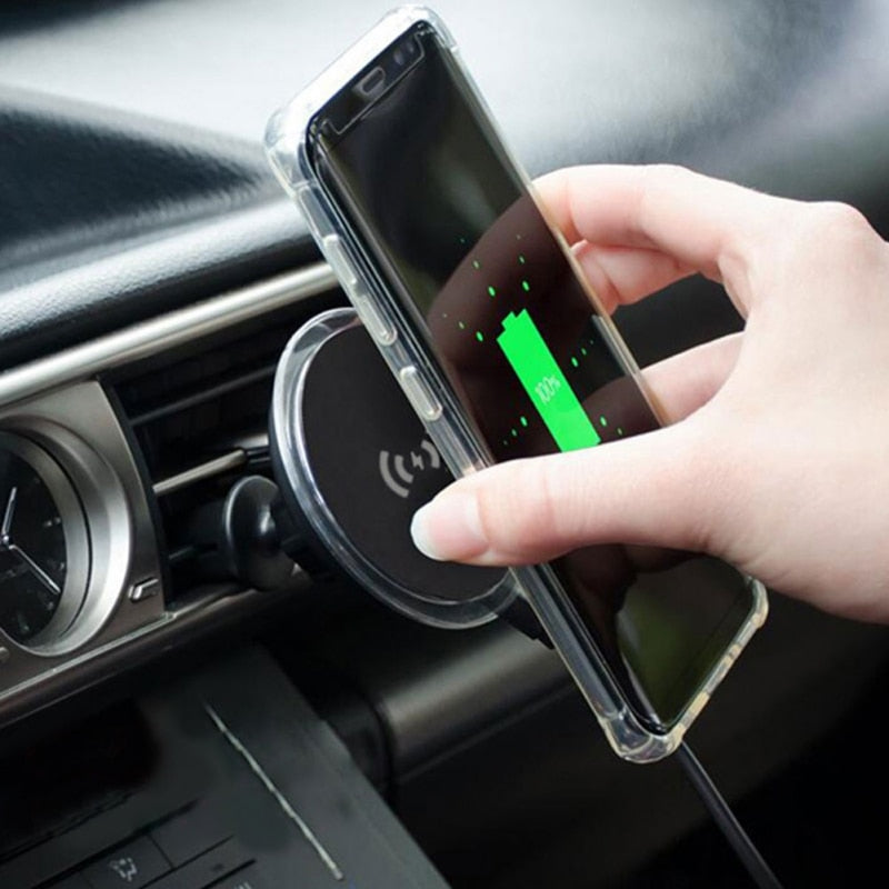 Wireless Car Charger Magnetic Mount Holder For Samsung S9 iPhone XS MAX