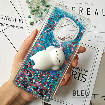 Squishy Cat Case Glitter Liquid  For Samsung S9 plus S8 note 8 S6 S7