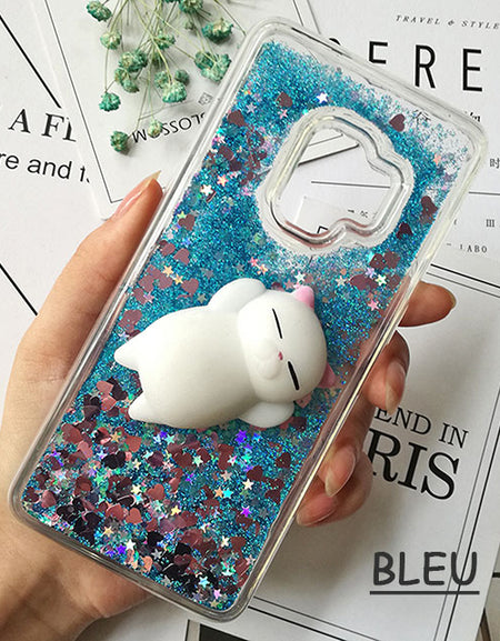 Squishy Cat Case Glitter Liquid  For Samsung S9 plus S8 note 8 S6 S7