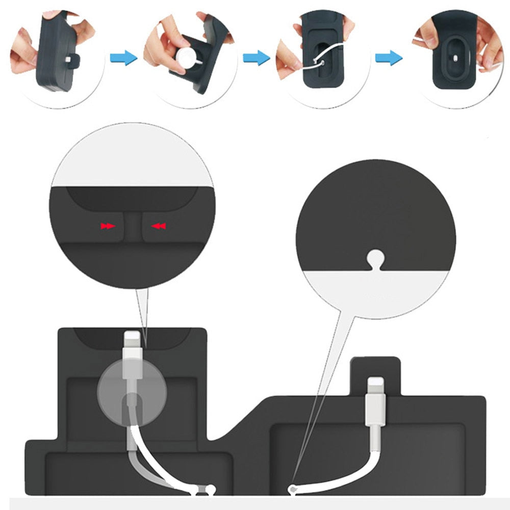 Dock Charger 4 in 1 for Iphone X XR XS MAX Silicone Docking Station for Apple Watch