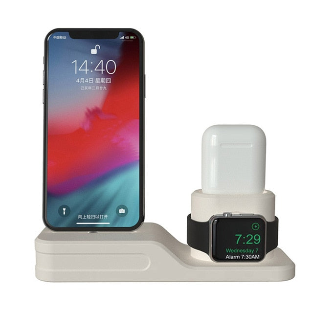 Dock Charger 4 in 1 for Iphone X XR XS MAX Silicone Docking Station for Apple Watch