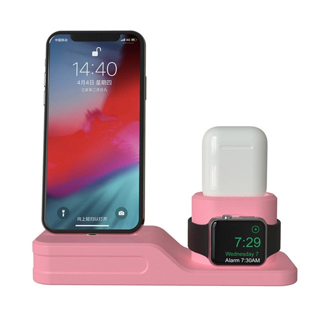 Dock Charger 4 in 1 for Iphone X XR XS MAX Silicone Docking Station for Apple Watch