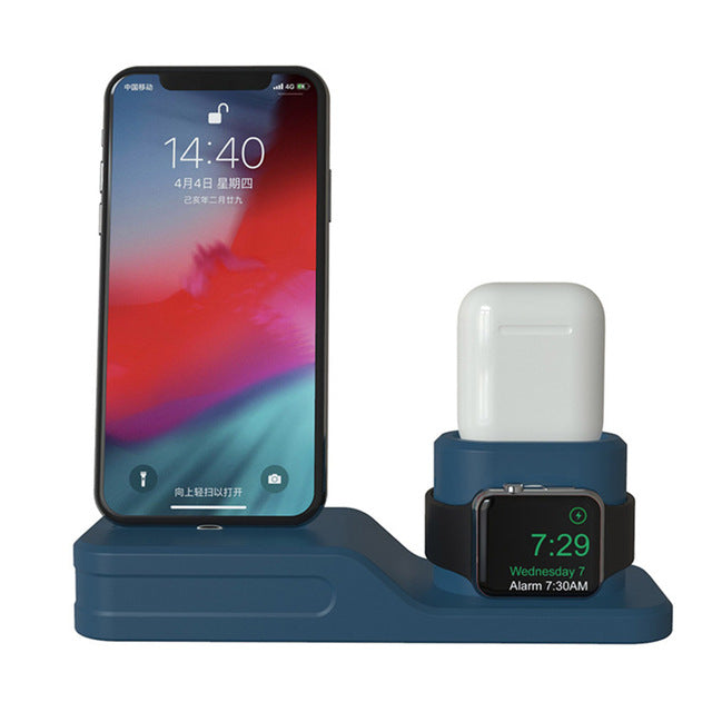 Dock Charger 4 in 1 for Iphone X XR XS MAX Silicone Docking Station for Apple Watch