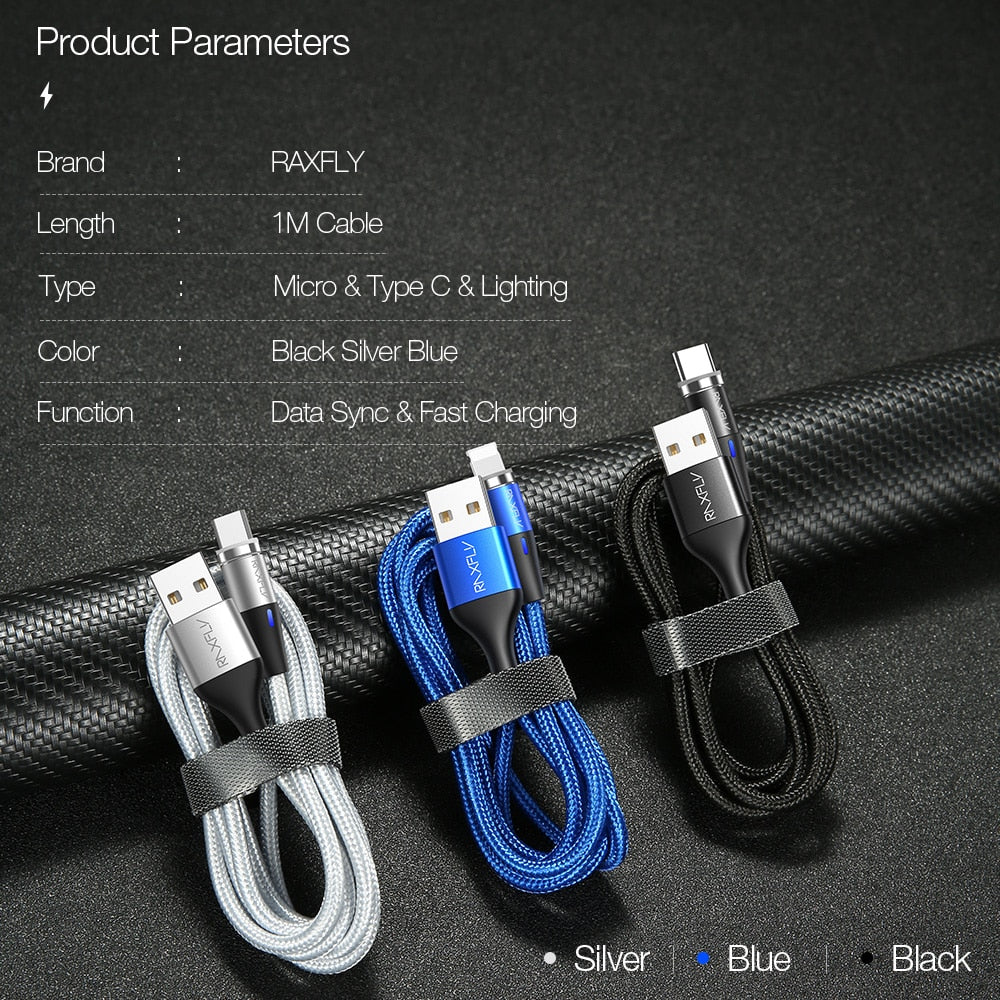 Magnetic Charger Data Micro USB Type-C Cable Magnet Lighting