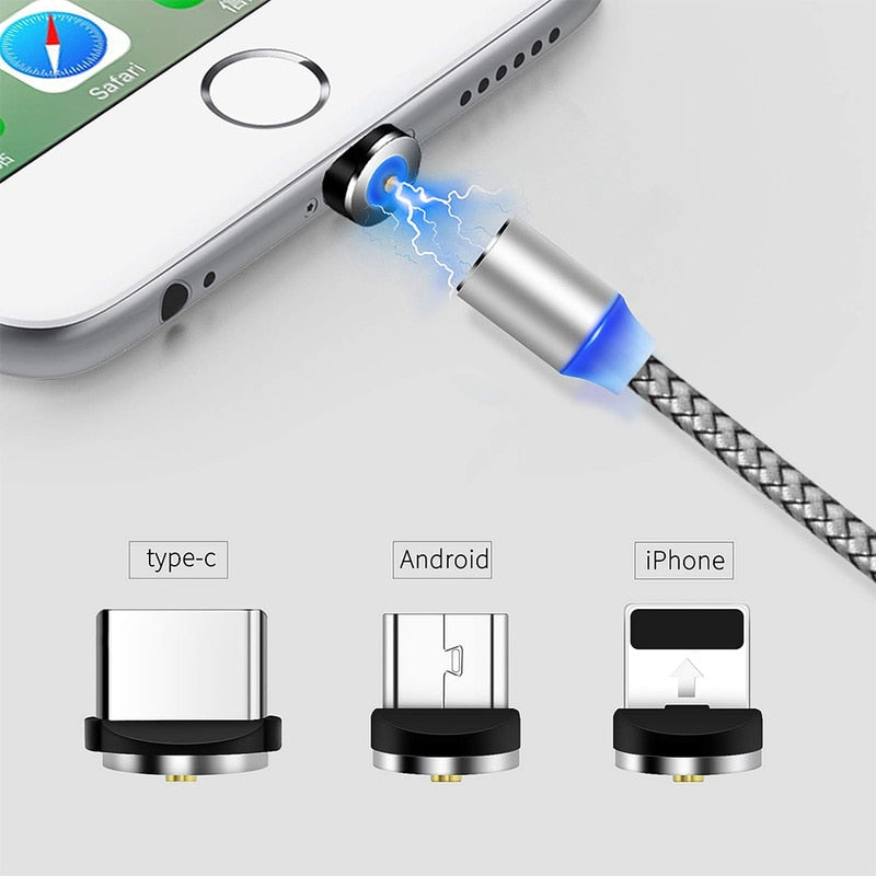 3 in 1 Magnetic Micro USB Cable For iPhone Samsung Type-C