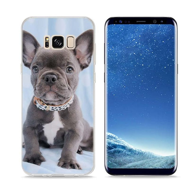 Colorful Bulldog Style Clear Soft Phone Cases For Samsung Galaxy S9 S8 S7