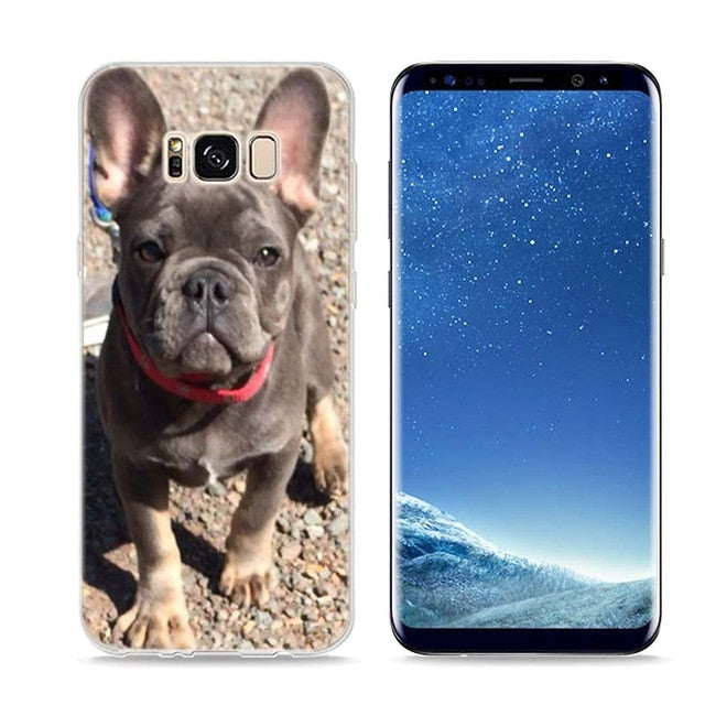 Colorful Bulldog Style Clear Soft Phone Cases For Samsung Galaxy S9 S8 S7