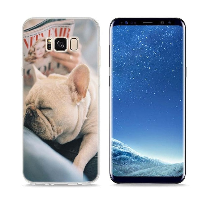 Colorful Bulldog Style Clear Soft Phone Cases For Samsung Galaxy S9 S8 S7