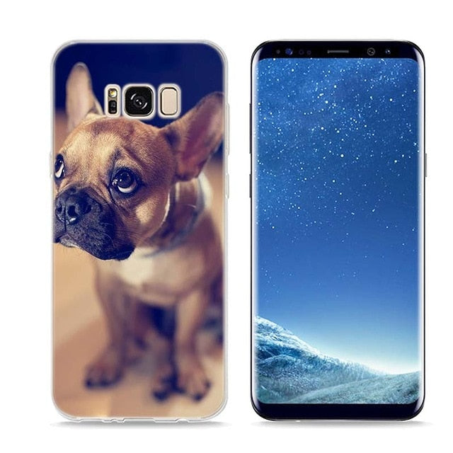 Colorful Bulldog Style Clear Soft Phone Cases For Samsung Galaxy S9 S8 S7