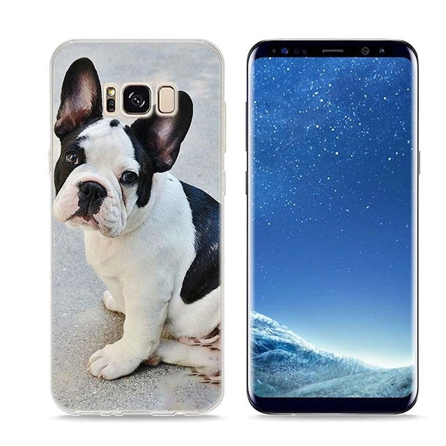 Colorful Bulldog Style Clear Soft Phone Cases For Samsung Galaxy S9 S8 S7