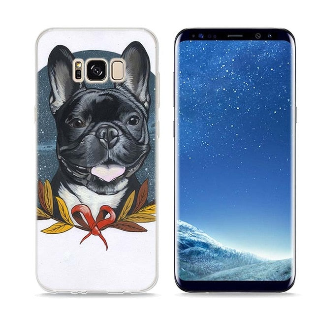 Colorful Bulldog Style Clear Soft Phone Cases For Samsung Galaxy S9 S8 S7
