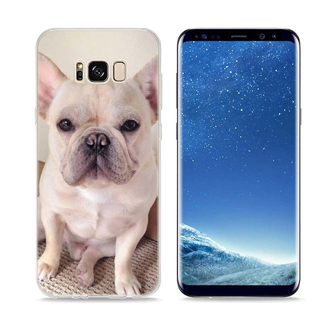 Colorful Bulldog Style Clear Soft Phone Cases For Samsung Galaxy S9 S8 S7