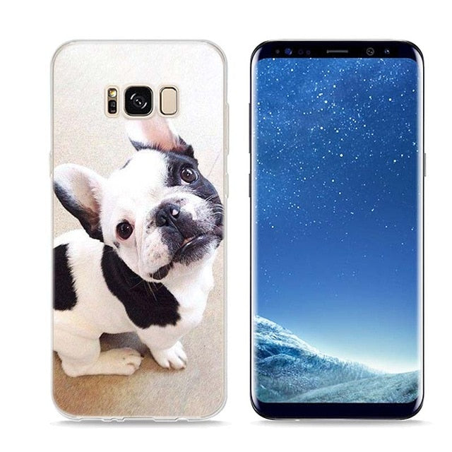 Colorful Bulldog Style Clear Soft Phone Cases For Samsung Galaxy S9 S8 S7