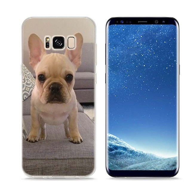 Colorful Bulldog Style Clear Soft Phone Cases For Samsung Galaxy S9 S8 S7