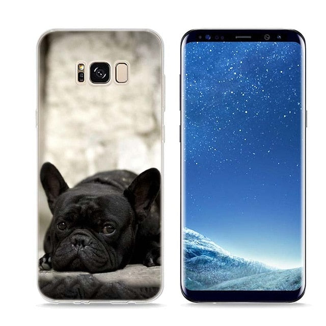 Colorful Bulldog Style Clear Soft Phone Cases For Samsung Galaxy S9 S8 S7