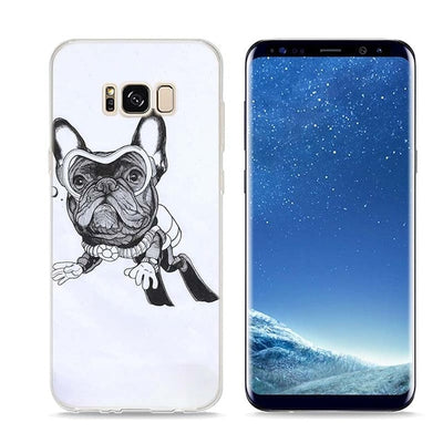 Colorful Bulldog Style Clear Soft Phone Cases For Samsung Galaxy S9 S8 S7