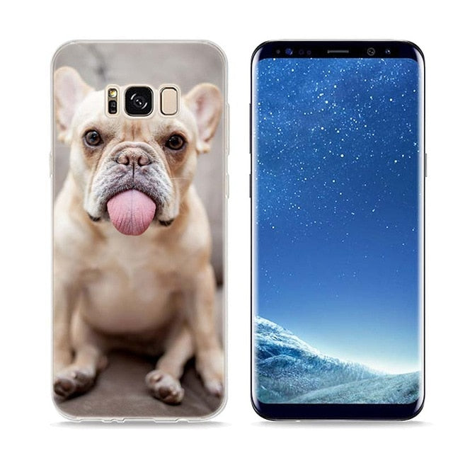 Colorful Bulldog Style Clear Soft Phone Cases For Samsung Galaxy S9 S8 S7