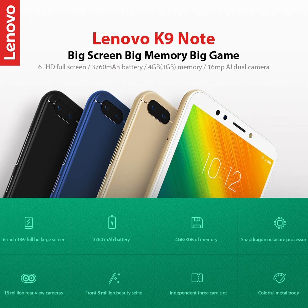 Lenovo K9 Note 6-inch  4GB RAM + 64GB ROM