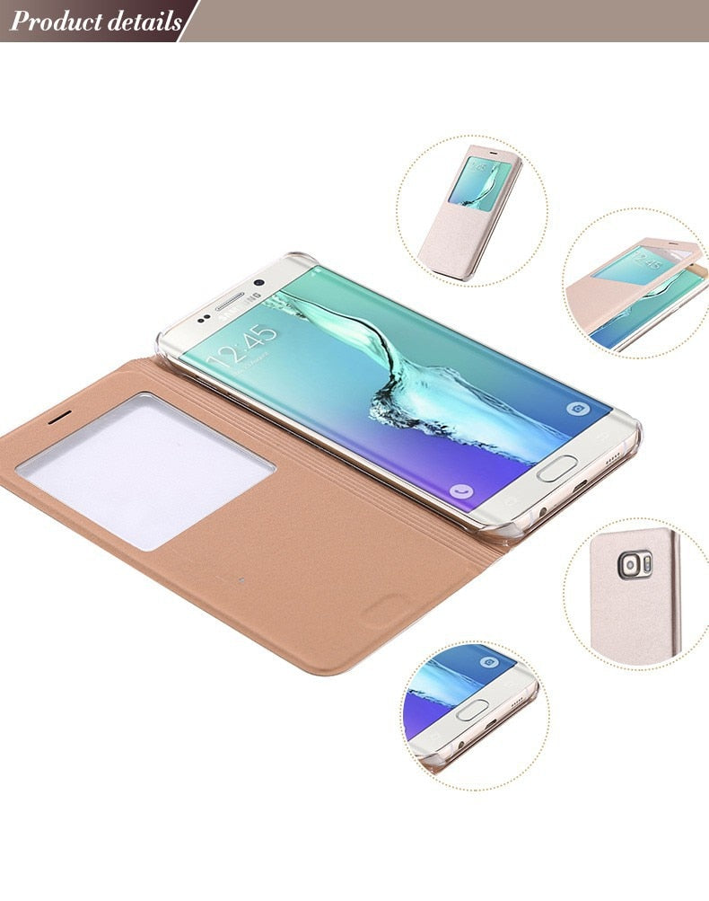 Leather Flip Case For Samsung Galaxy S6 S7 Edge S8 S9 Plus Note 8