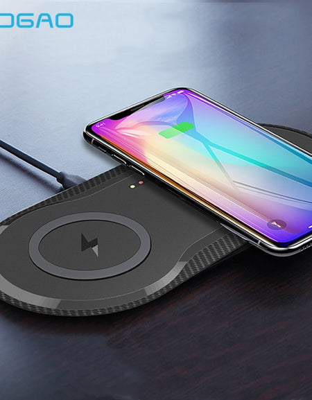 Double Qi Wireless Charger Pad 10W Dual Fast Charging Dock Station