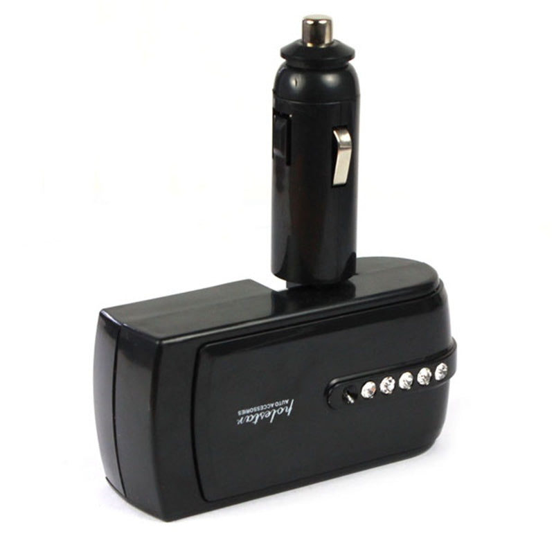 Car Charger 2 USB Charger Supply + Double Sockets Car Lighter Extender Splitter