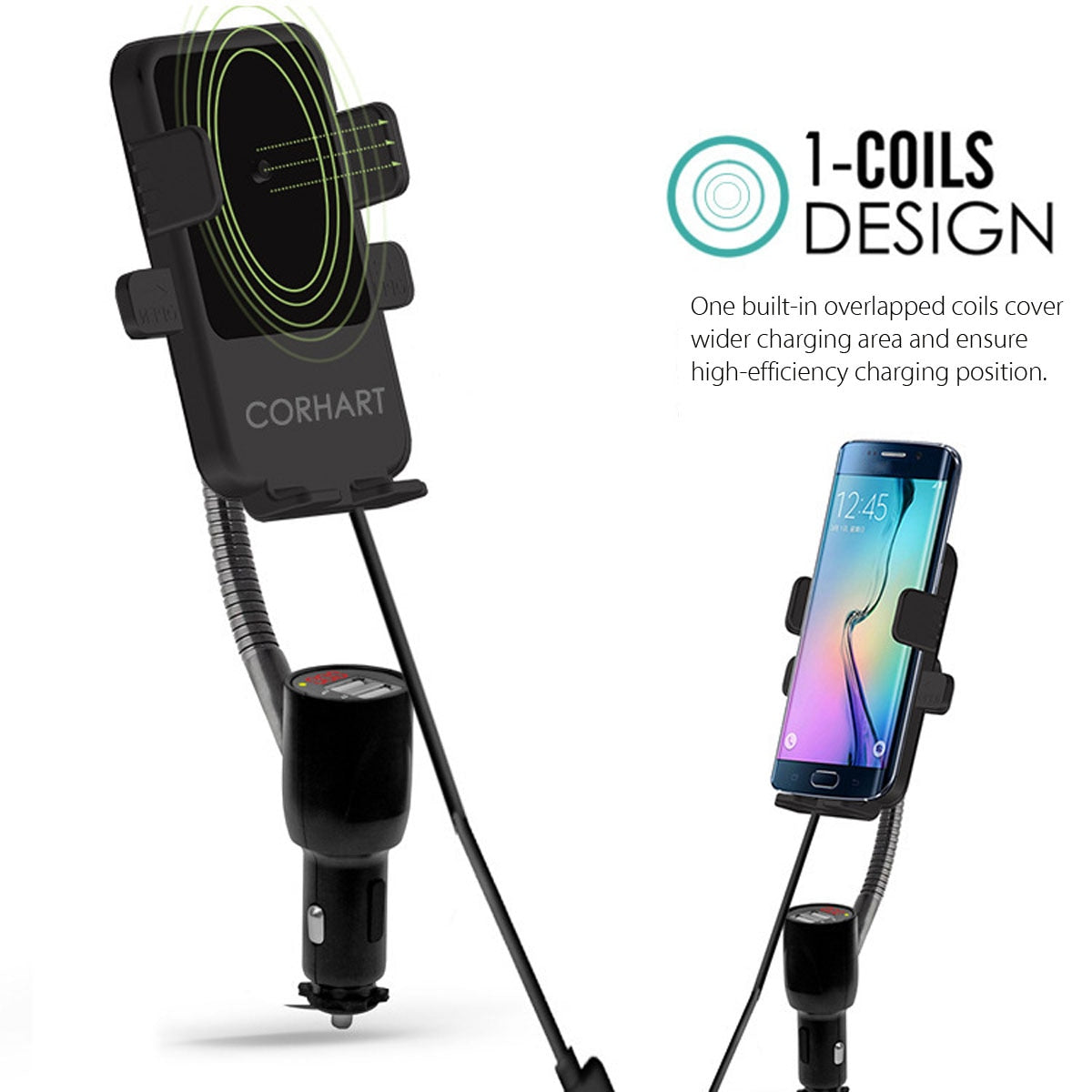Lighter Car Charger Wireless Dual USB Wireless Charging for iPhone XR XS
