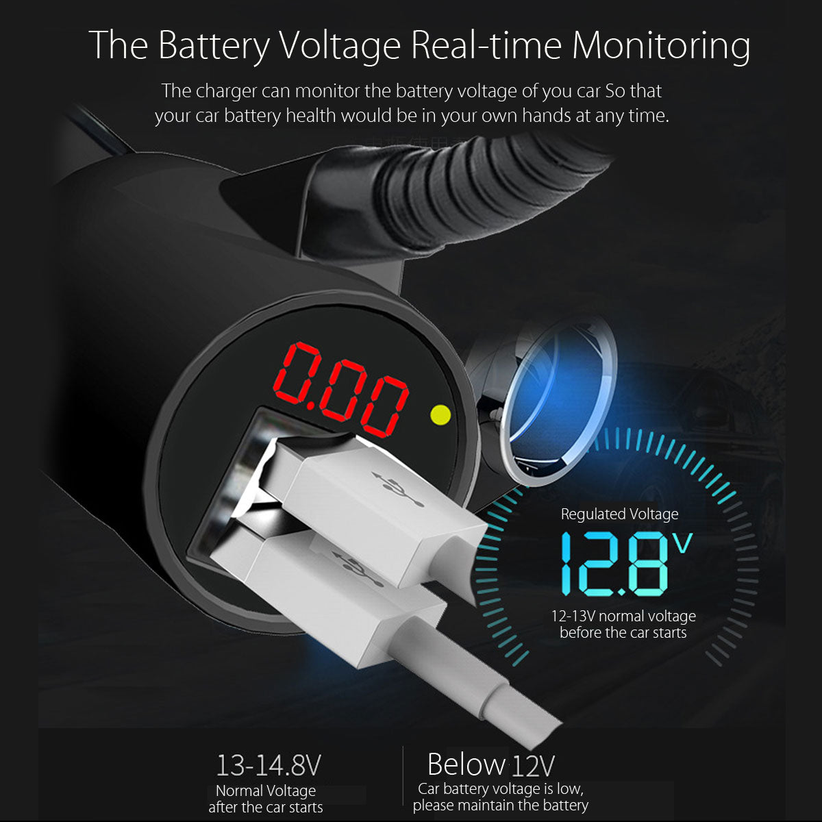 Lighter Car Charger Wireless Dual USB Wireless Charging for iPhone XR XS