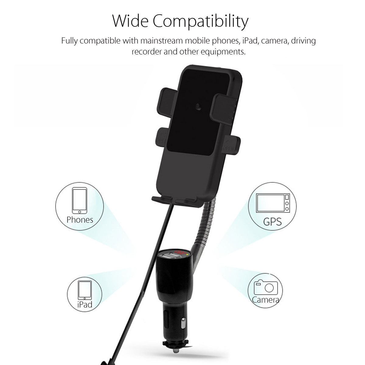 Lighter Car Charger Wireless Dual USB Wireless Charging for iPhone XR XS